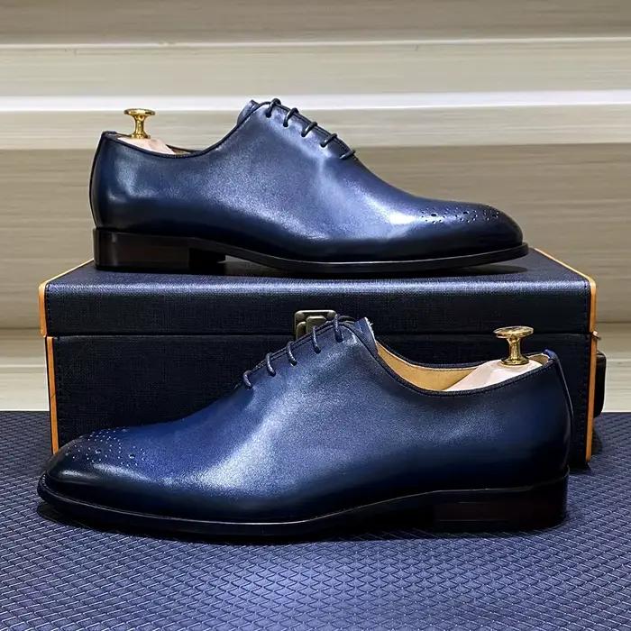 Chaussures provoqué faites à la main en cuir véritable pour hommes, style italien classique, coupe c