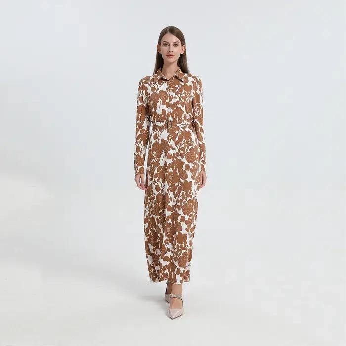 I-ISHA-Robe Maxi Douce Imprimée avec Ceinture, Style Grandes Bol et Femmes, Vêtements, Printemps et