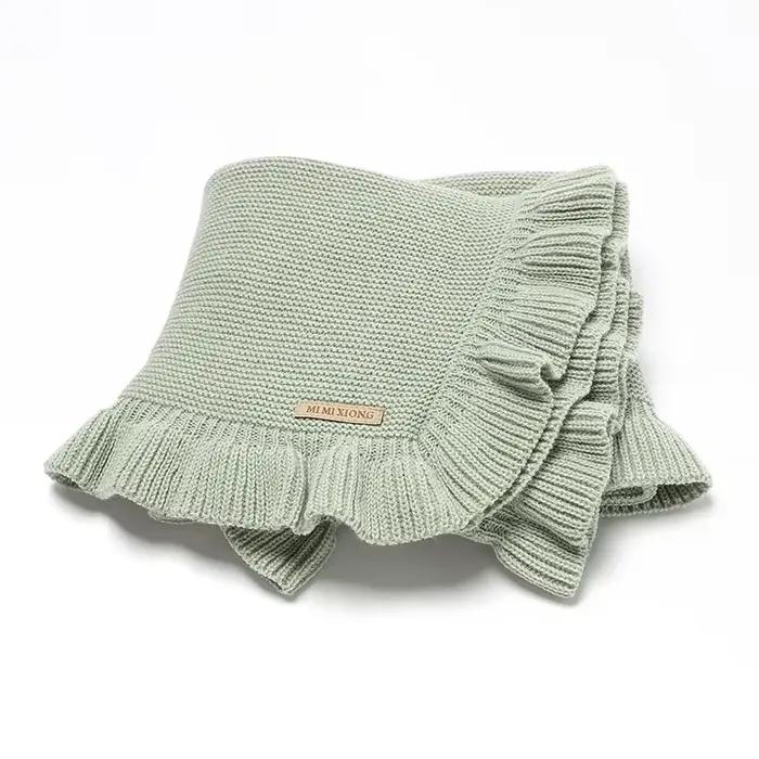 Couvertures bébé 90x70cm tricoté nouveau-né garçons filles solide poussette lange emmaillotage sac nuit réversible