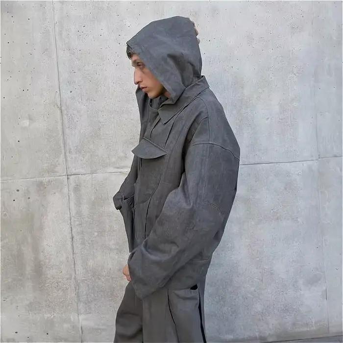 Veste à capuche Y2K Harajuku tendance, déstructurée, asymétrique, boutonnée, style suédois, gothique