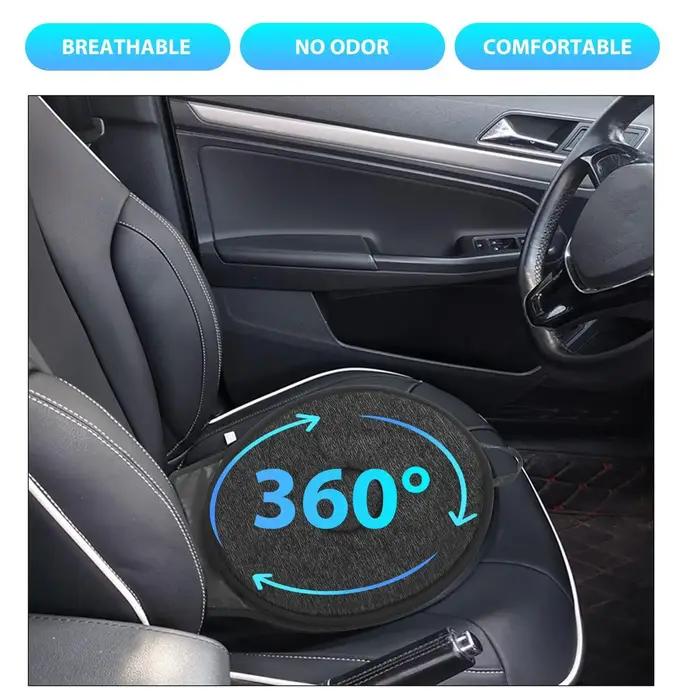 Coussin de siège de voiture rotatif à 360 degrés en fibre de polyester douce avec mousse à mémoire de forme pour entrée/sortie facile et soutien personnalisé