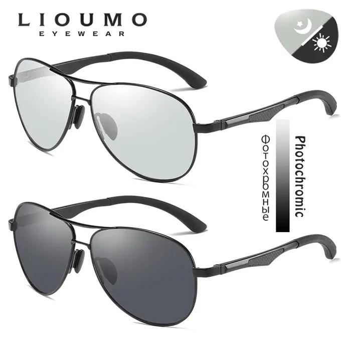 Lunettes de soleil photochromiques pilote de conception de marque classique hommes lunettes de solei