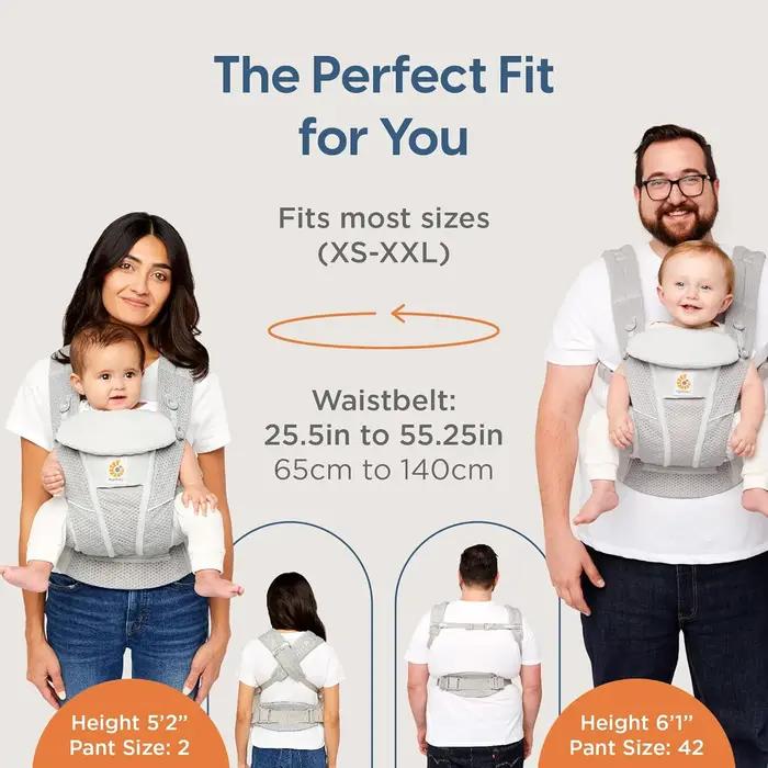 Ergobaby Porte-bébé en maille respirante, toutes positions de transport, améliorant le soutien lomba