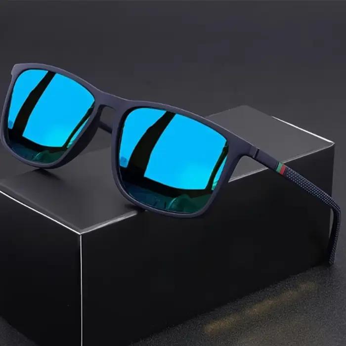 Lunettes de soleil carrées classiques pour hommes, confortables, légères, à monture noire, idéales p