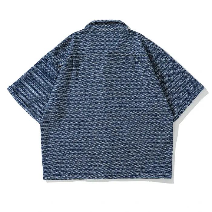 Chemises Vintage en Denim pour hommes, Streetwear, mode, ample, décontracté, à rayures, manches cour