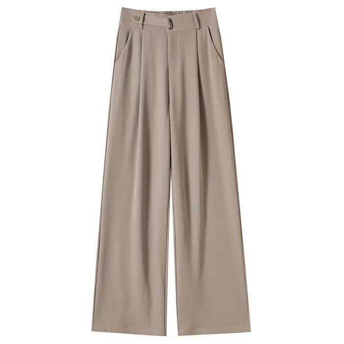 Pantalon large taille haute uni pour femme, nouvelle collection printemps-été 2026, élégant, droit,