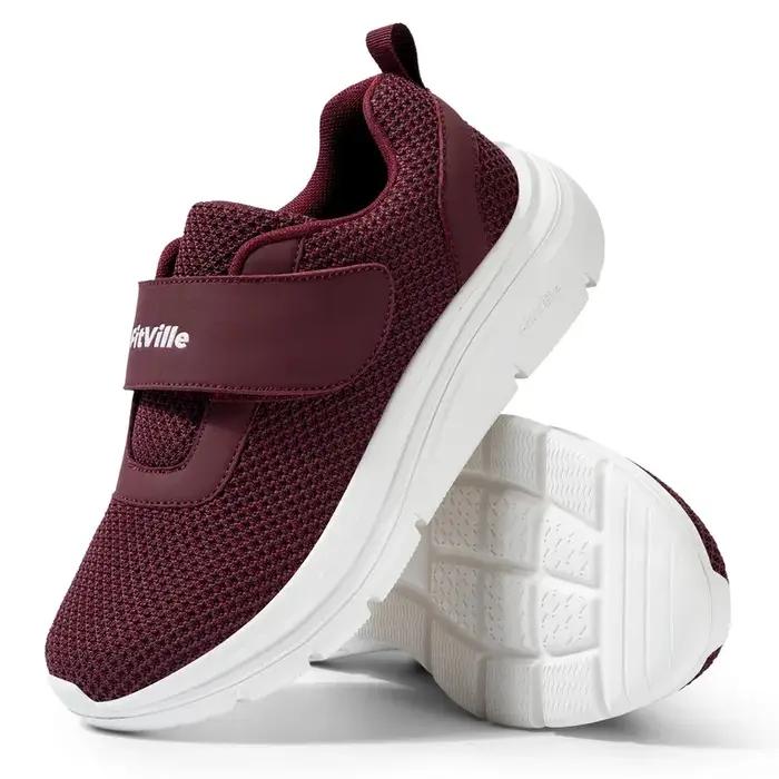 FitVille chaussures pour femmes baskets larges chaussures pour diabète sangle réglable pour pieds go