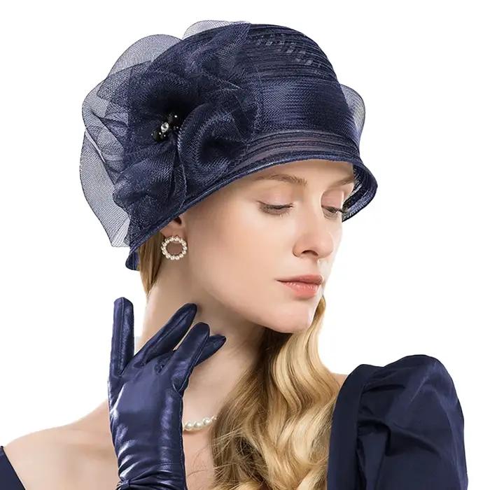 FS – chapeaux de soleil à large bord pour femmes, chapeaux de plage élégants, en Organza, à fleurs,