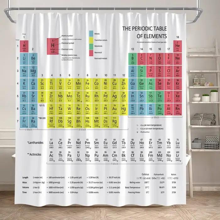 Rideau de douche de Table périodique, éléments de chimie modernes et amusants pour étudiants, décora