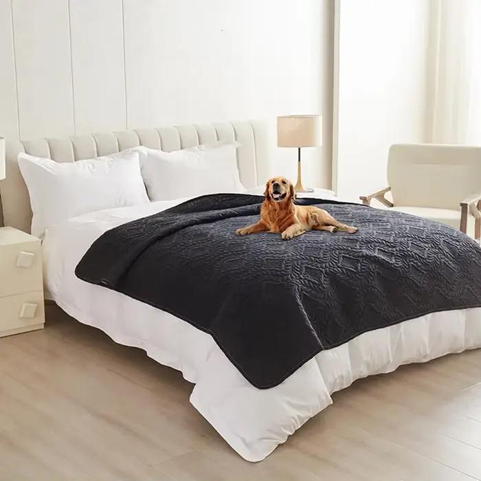 Housse de lit imperméable pour chien, couverture pour meubles, protection de lit, housse de canapé pour chiens et chats, couvre-lit à dos antidérapant résistant à la saleté