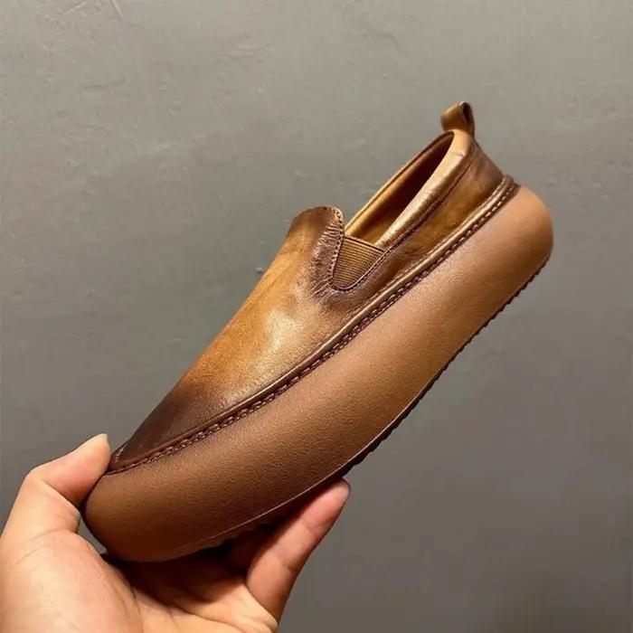QHCCID chaussures pour hommes en cuir de vachette Vintage faites à la main confortable respirant cla