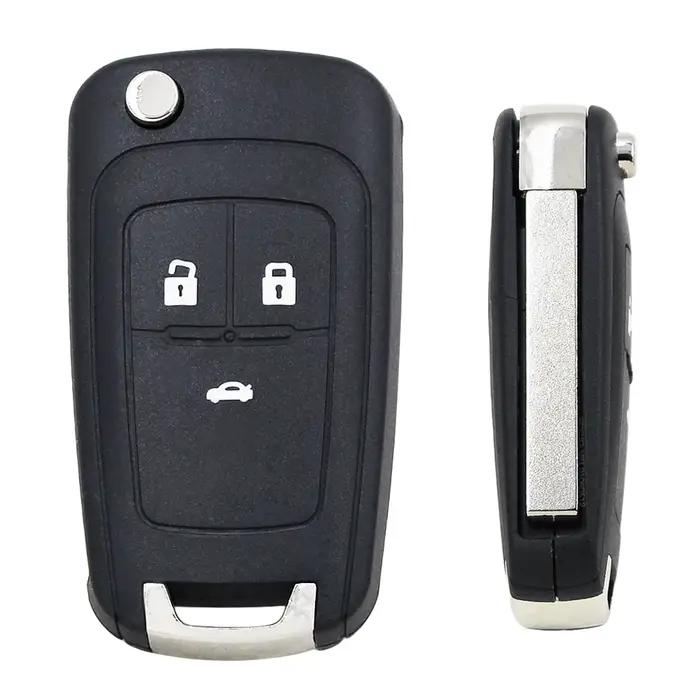 Coque de clé pliante à 3 boutons, 10 pièces/lot, pour Chevrolet Aveo Cruze, lame non coupée