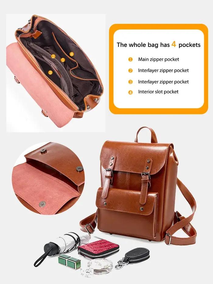 Zency-Sac à dos de voyage en cuir véritable pour femme, grande capacité, sac à dos pour ordinateur p