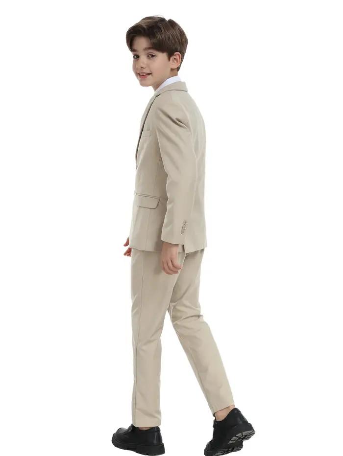Costume 5 pièces pour garçons : veste, gilet, pantalon, chemise, cravate – Idéal pour mariage, anniv