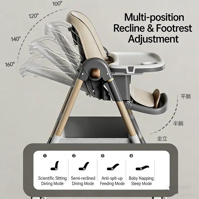 Chaise haute 4 en 1 Grow-with-Me pour bébé et tout-petit – Fauteuil inclinable, alimentation, modes