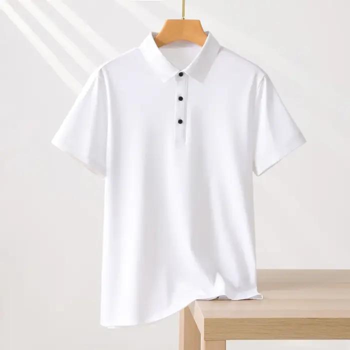 T-shirt Polo Homme Couleur Unie Manches Courtes Été Décontracté Ample Tendance Laisel Modal Tricoté
