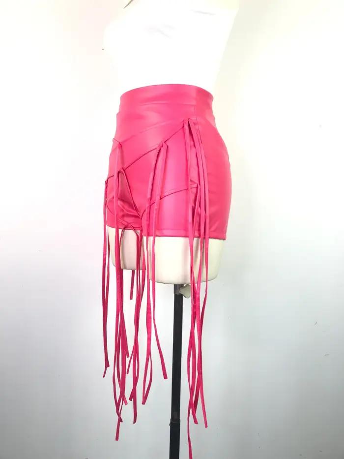Wetlook-Mini short sexy en cuir PU pour femmes, taille haute, à lacets dans le dos, pour cocktail de