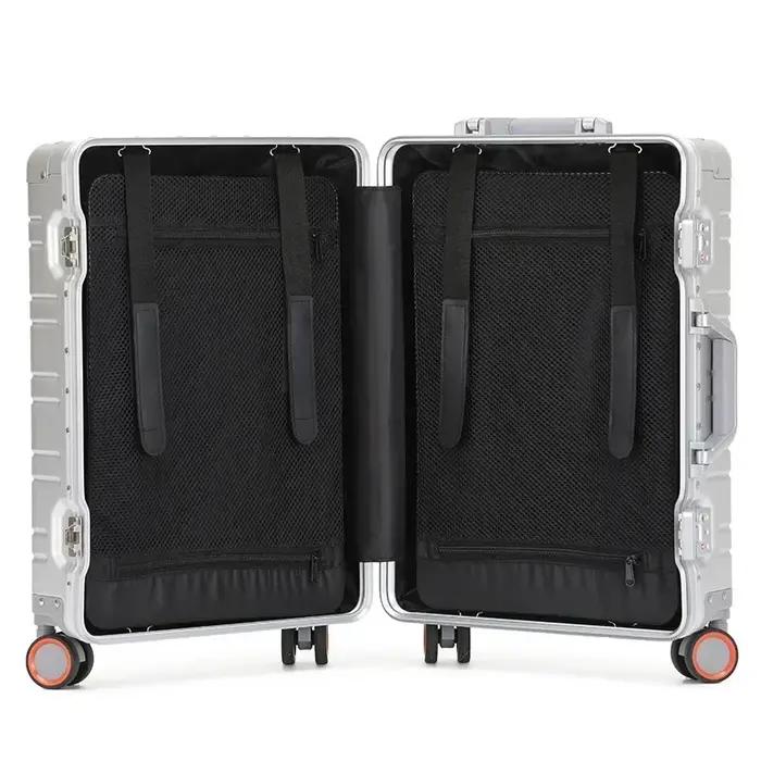 Valise de voyage de luxe en alliage aluminium-magnésium de 20 pouces, valise à roulettes, bagage, ba