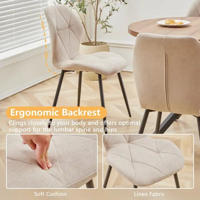 EGOONM – ensemble de 2/4/6 chaises de salle à manger rembourrées en tissu de lin, chaises de cuisine