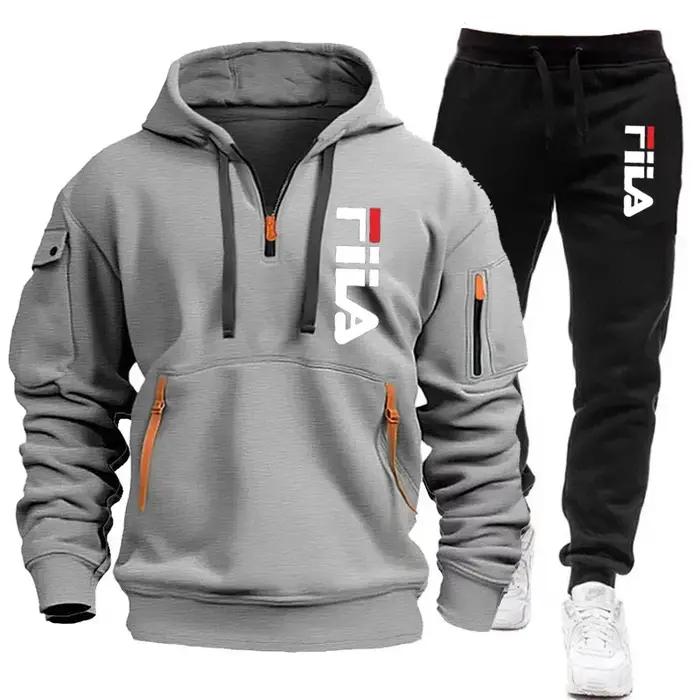 Sweat-shirt à capuche + pantalon décontracté pour hommes, ensemble deux pièces pour l'extérieur, pul