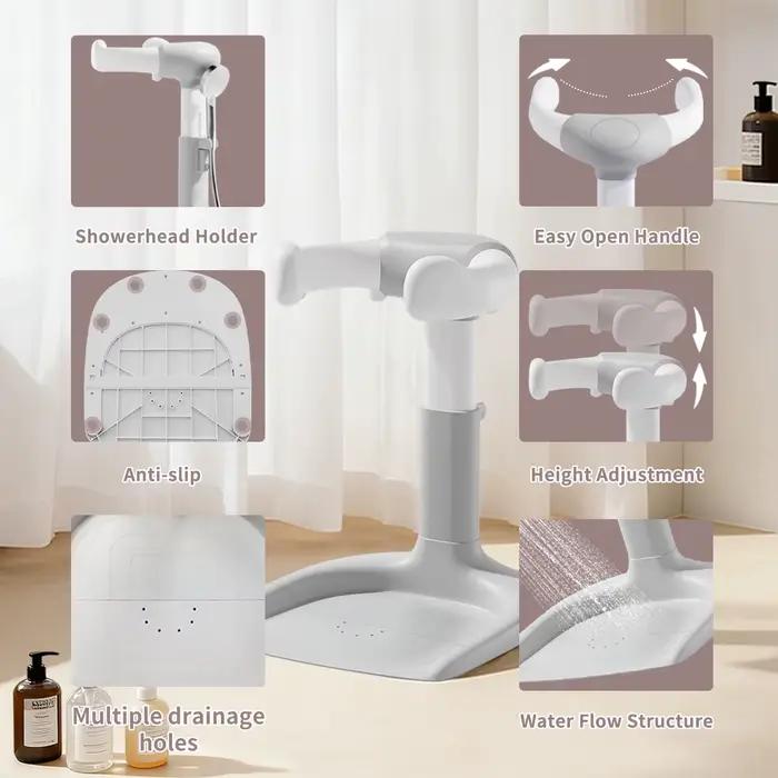 Support de bain pour bébé, Assistant de bain pour bébé, Support de bain avec hauteur et accoudoir ré