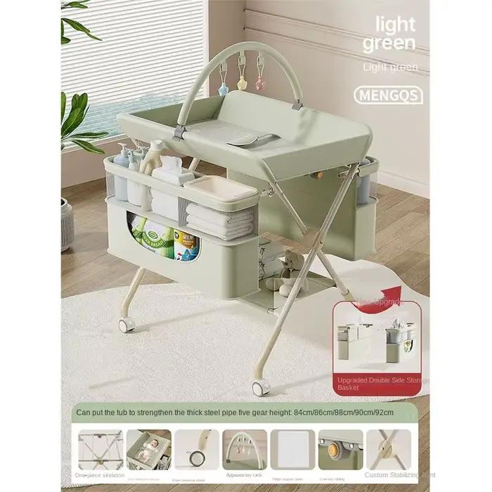 Table à langer pour bébé avec design multifonctionnel pliable, hauteur réglable, construction stable