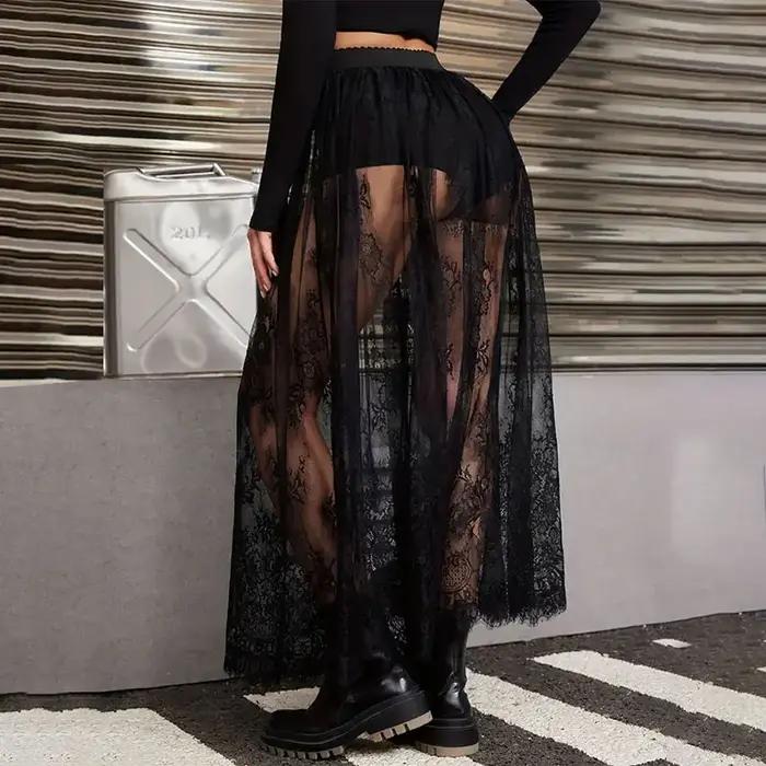 Robe de soirée élégante en dentelle pour femmes, tenue de soirée élégante, Sexy, transparente, Maxi,