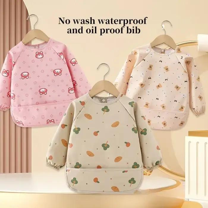 Bébé enfants enfant en bas âge à manches longues écharpe imperméable Art Smock alimentation bavoir tablier poche infantile garçons filles rot tissu Bandana bavoirs