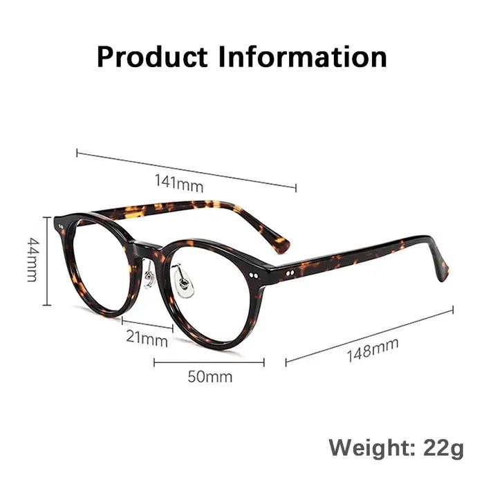 Monture de lunettes vintage ronde en acétate pour hommes et femmes, style décontracté professionnel,