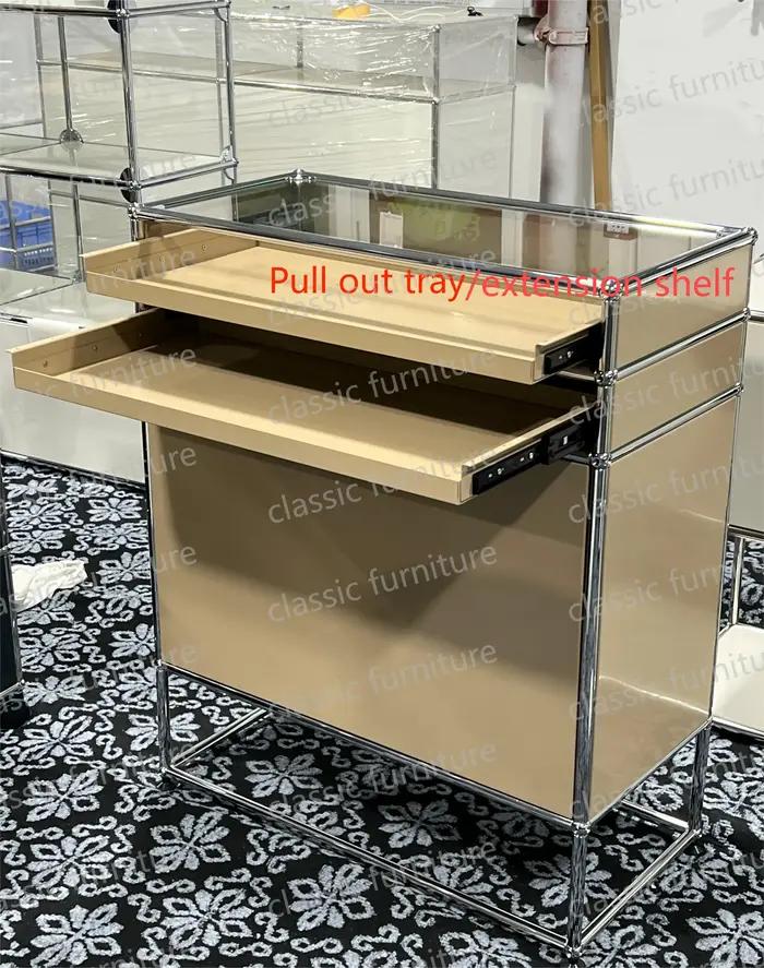 Meubles modulaires personnalisés en métal et acier inoxydable, armoire de rangement, buffet, étagère