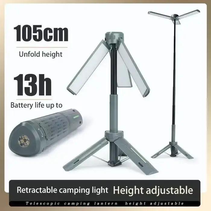 Rechargeable en plein air Portable randonnée Camping pêche lampe de poche télescopique Camping lante