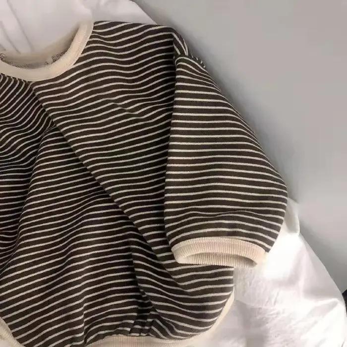 Lawadka coton vêtements pour enfants à manches longues T-shirts rayé bébé garçon hauts pour filles décontracté
