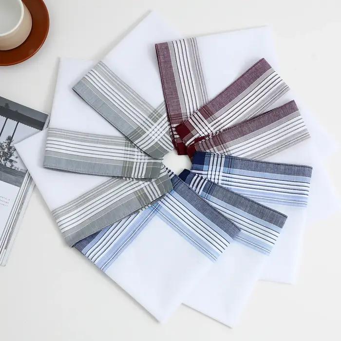 Mouchoirs en pur coton teint en fil pour hommes, mouchoirs à carreaux classiques, souvenirs du marié