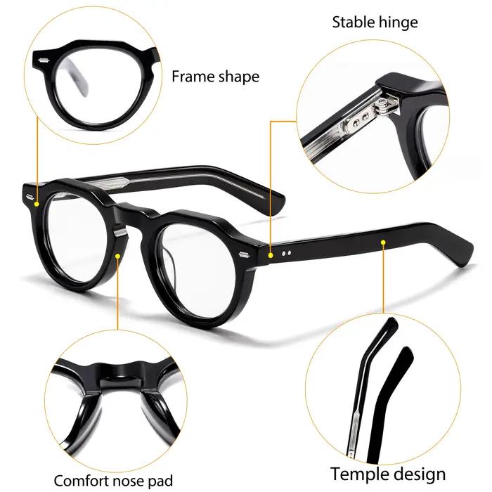 Monture de lunettes optiques rondes CATERSIDE pour hommes, monture épaisse en acétate de qualité sup