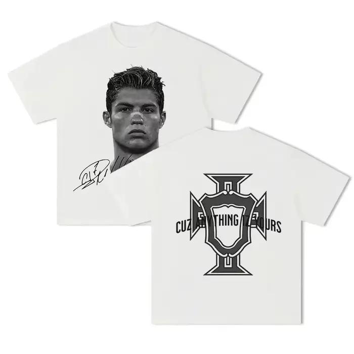 T-shirt homme Cristiano Ronaldo fútbol superestrella Super moda impresa camiseta hombres desgastado