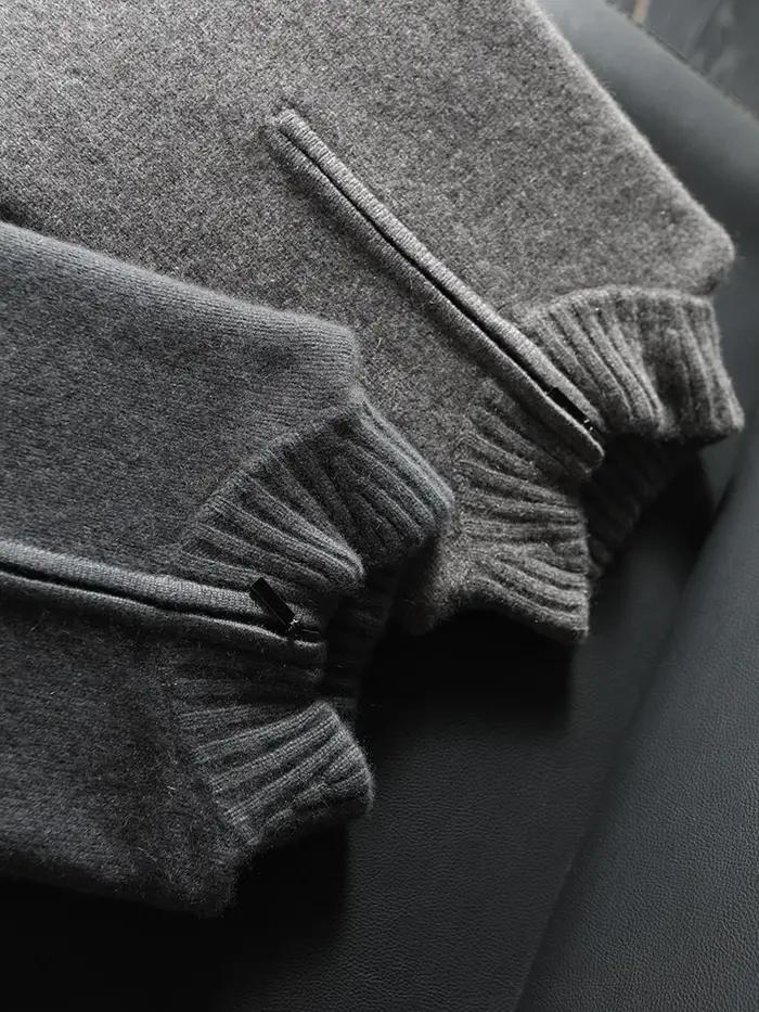 Pull en cachemire pur pour hommes, col mi-haut, demi-fermeture éclair, 5 broches, fermeture éclair é