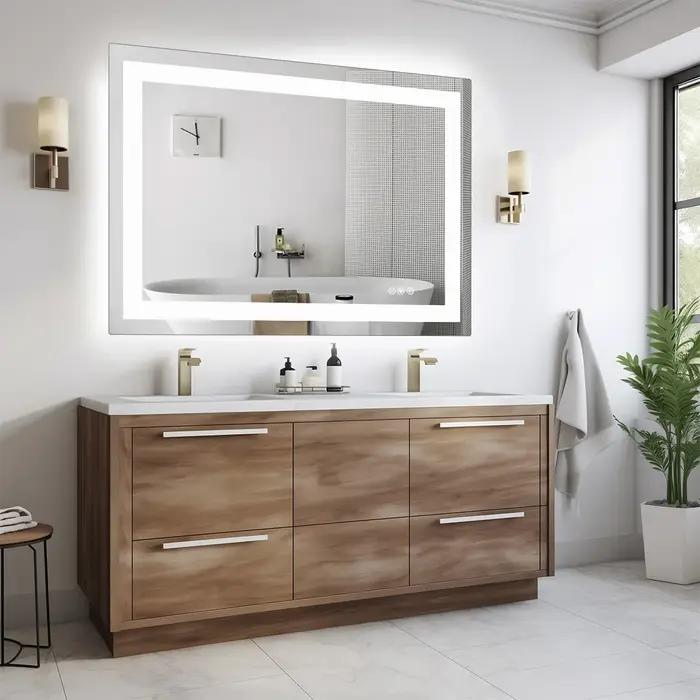 JHK 36 "x 24" miroir de vanité de salle de bain LED pour fonction de mémoire murale verre trempé ave