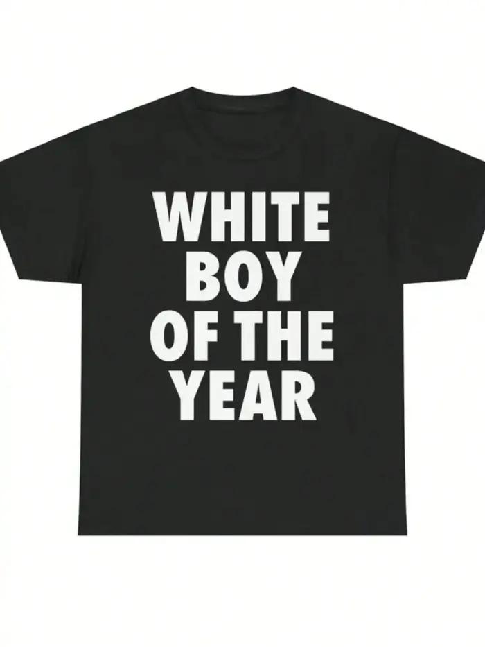 Blanc garçon de l'année t-shirts coton imprimé à manches courtes T-shirt rétro décontracté Streetwea