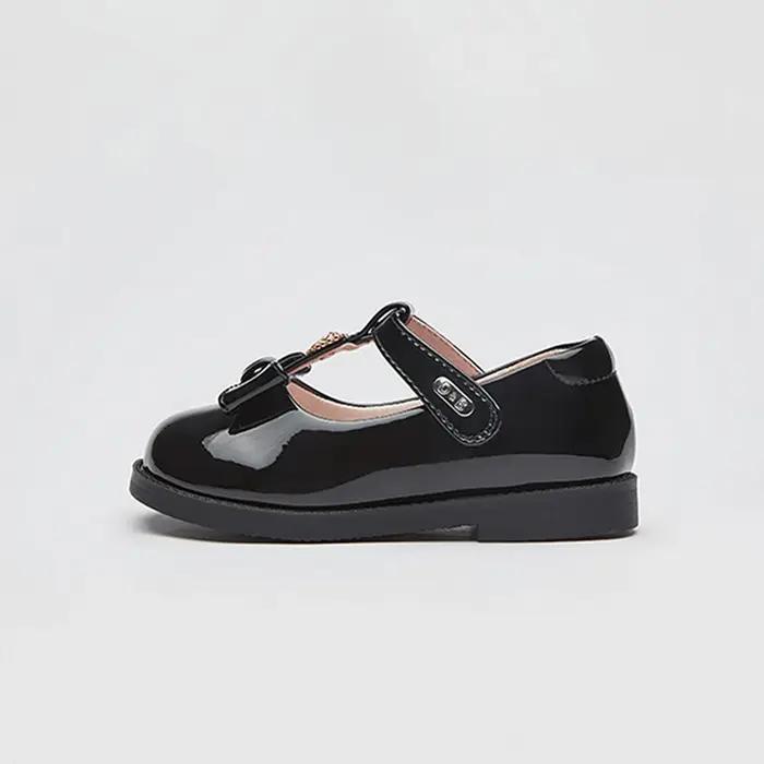 Dave Bella chaussures en cuir pour filles noir automne nouvelle Collection chaussures de princesse p