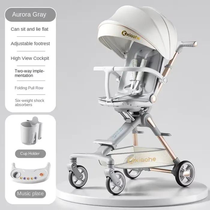 Poussette pour bébé pouvant s'asseoir et s'allonger, pliable, légère, voyage, bidirectionnelle, pays
