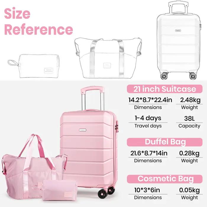 Valise à roulettes rigide pour bagages à main, bagage de cabine léger avec serrure TSA et 4 roues pi
