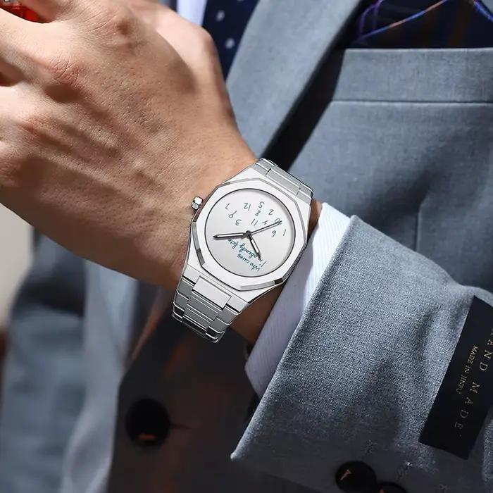 Mode luxueux exquis élégant montre pour hommes classique affaires décontracté arabe numérique bande