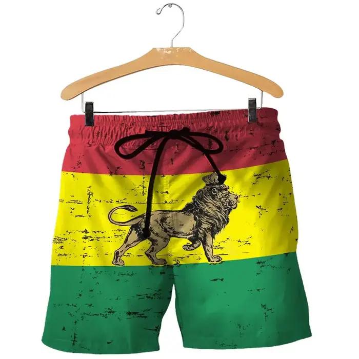 Maillot de bain sec drapeau du Lion jamaïcain pour hommes, short de planche de Surf avec cordon de s