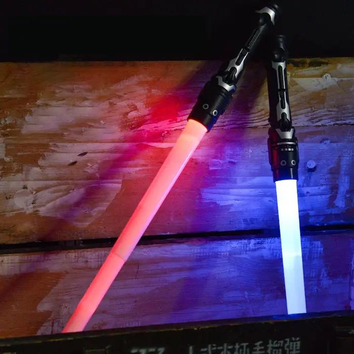 Épée lumineuse colorée, jouets Laser, sabre Laser rouge et bleu, Double sabre télescopique, musique