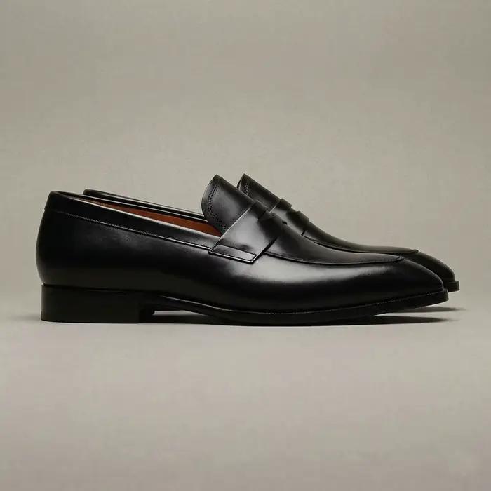 Mocassins décontractés pour hommes en cuir de veau imperméables à enfiler, chaussures habillées form