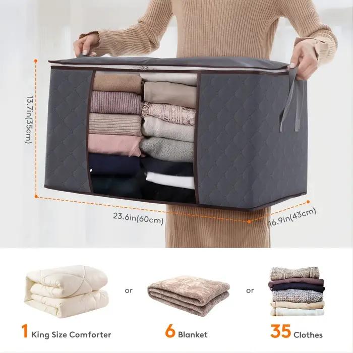 Sac de Rangement pour Vêtements de Grande Capacité, avec Poignée Renforcée, pour Couverture, Couette