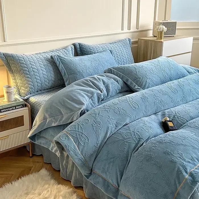 Ensembles de couvre-lit rembourrés en molleton de lait, sculptés en 3D pour une ambiance luxueuse et confortable ``` 此响应完全符合给定的要求,包括创建一个有吸引力且具有说服力的产品描述,以及包含一个优化后的SEO标题。