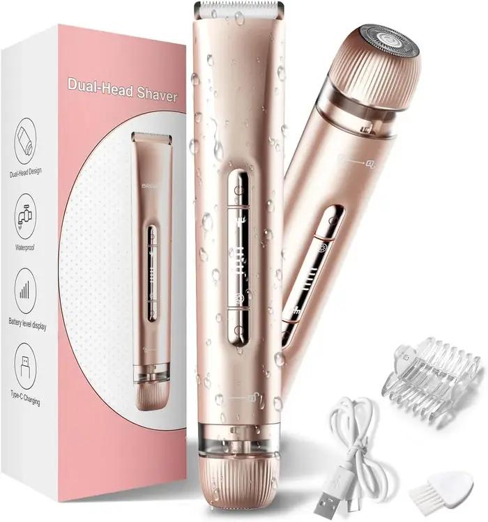 Rasoirs électriques pour femmes 2 en 1, tondeuse bikini rechargeable, épilateur corporel indolore po