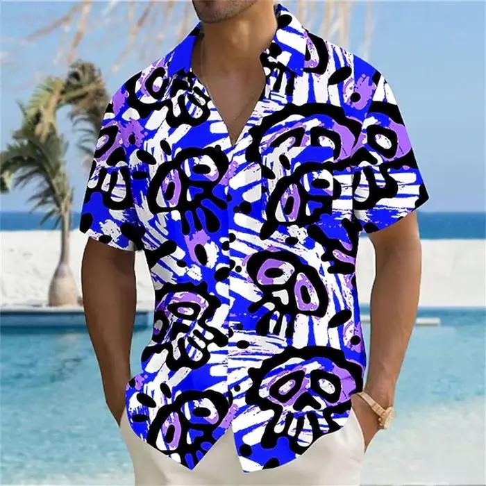 Chemise à manches courtes pour hommes, rétro classique des années 70, décontractée, avec boutons à r