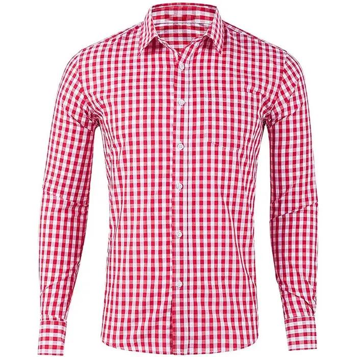 Chemise à manches longues pour hommes, couleur à carreaux décontractée, chemise à revers imprimée en